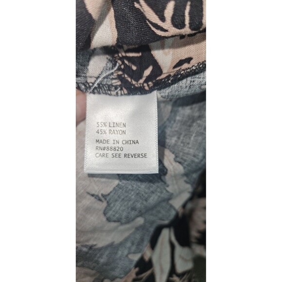 Panama Jack Womens Black Linen Blend Hawaiian Floral Print Blouse Size Medium - Picture 5 of 7